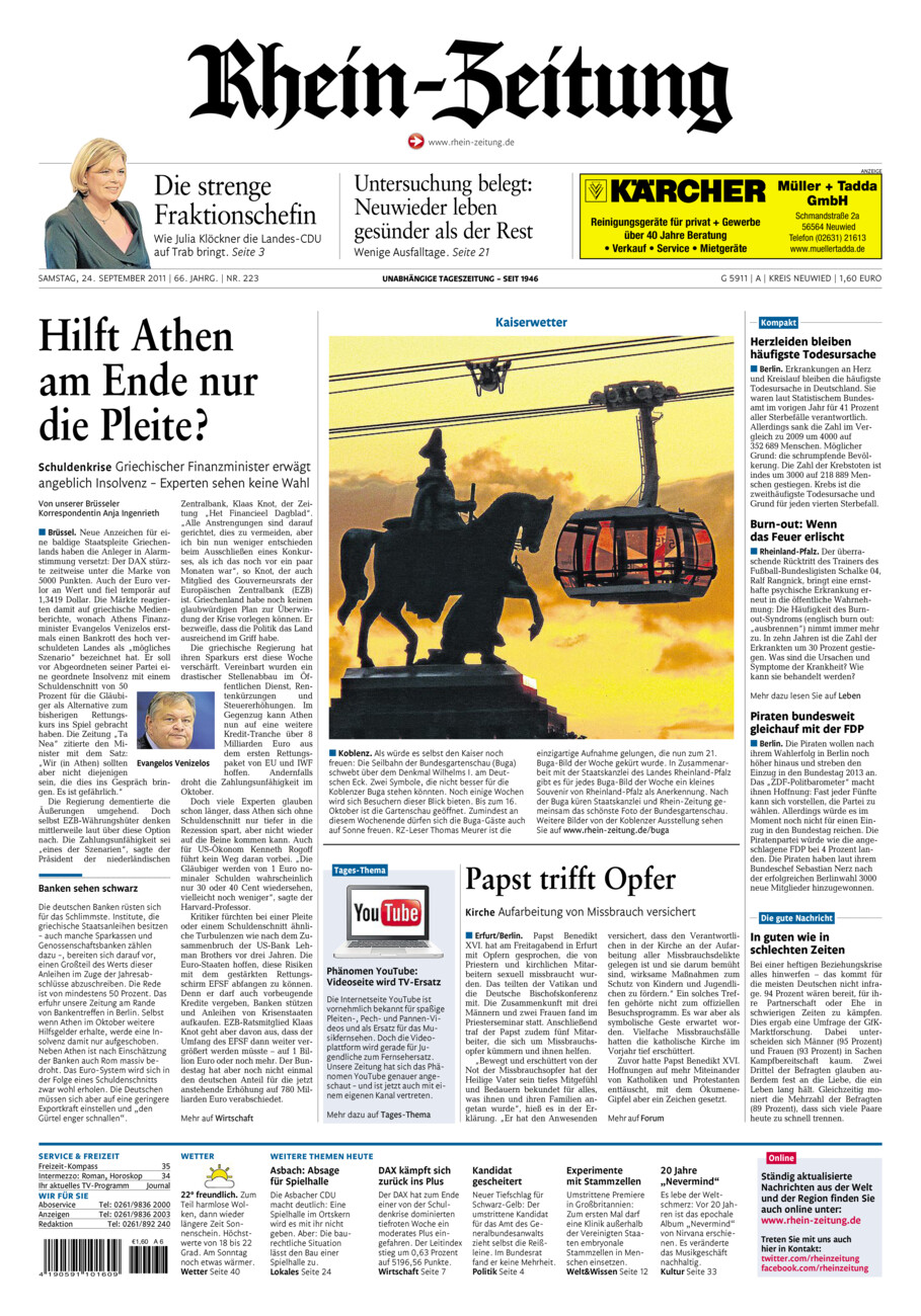 Rhein-Zeitung Kreis Neuwied vom Samstag, 24.09.2011