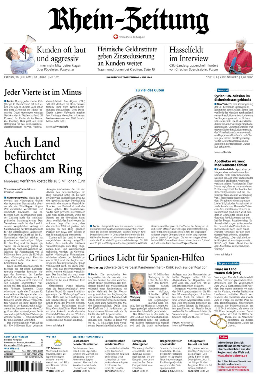 Rhein-Zeitung Kreis Neuwied vom Freitag, 20.07.2012