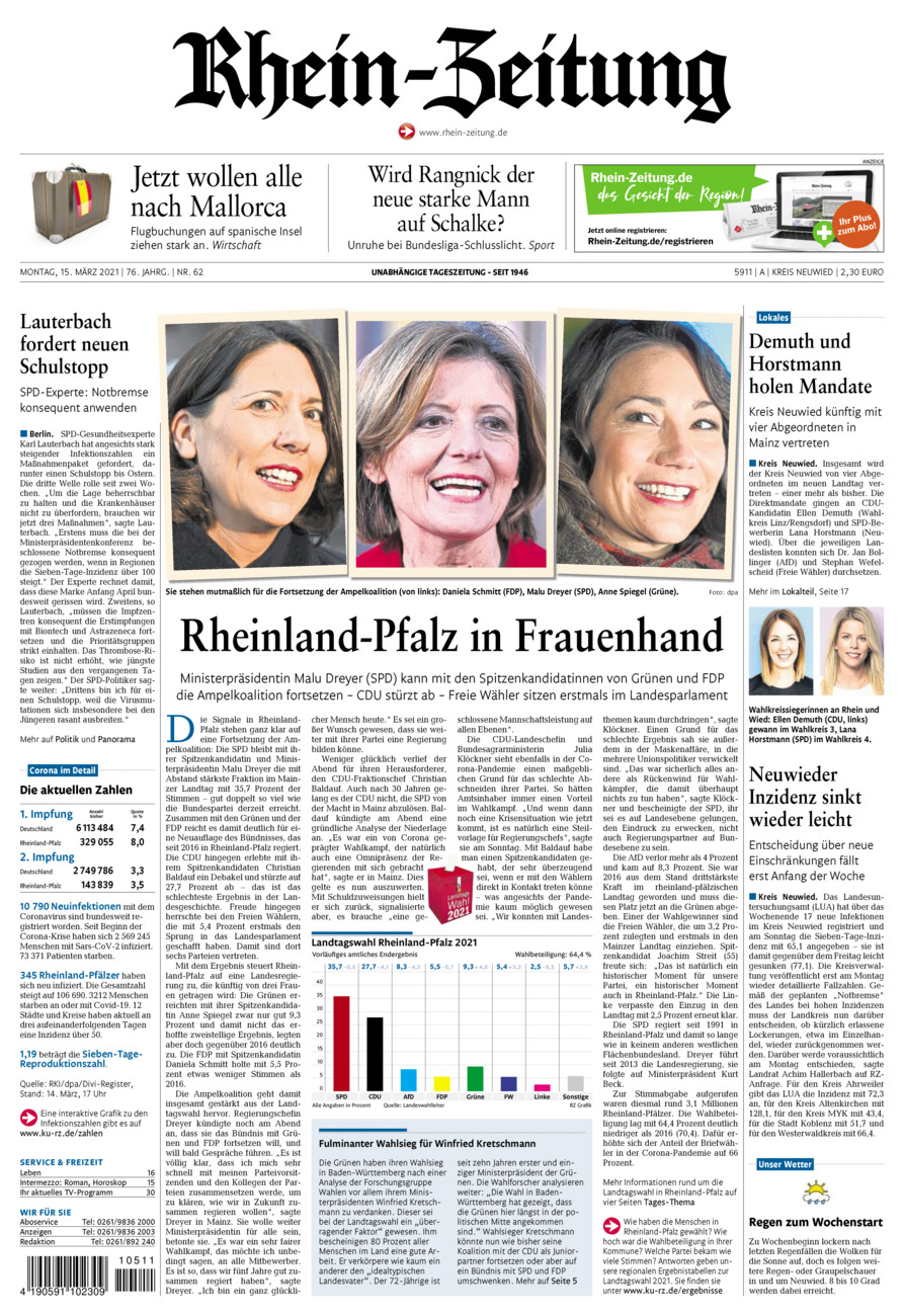 Rhein-Zeitung Kreis Neuwied vom Montag, 15.03.2021