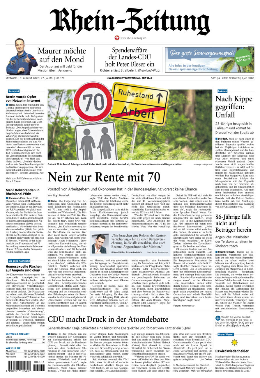 Rhein-Zeitung Kreis Neuwied vom Mittwoch, 03.08.2022