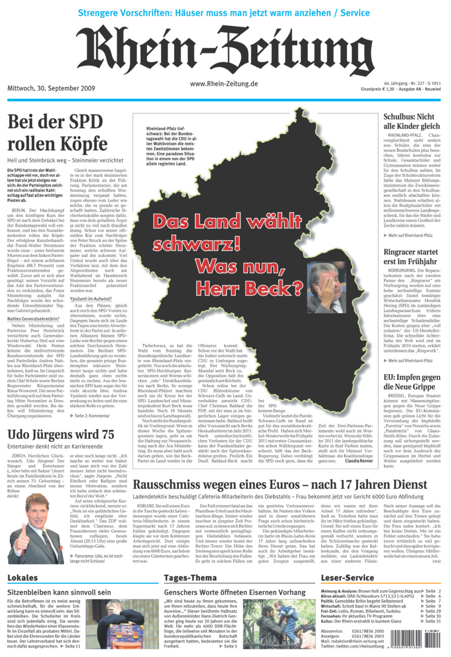 Rhein-Zeitung Kreis Neuwied vom Mittwoch, 30.09.2009