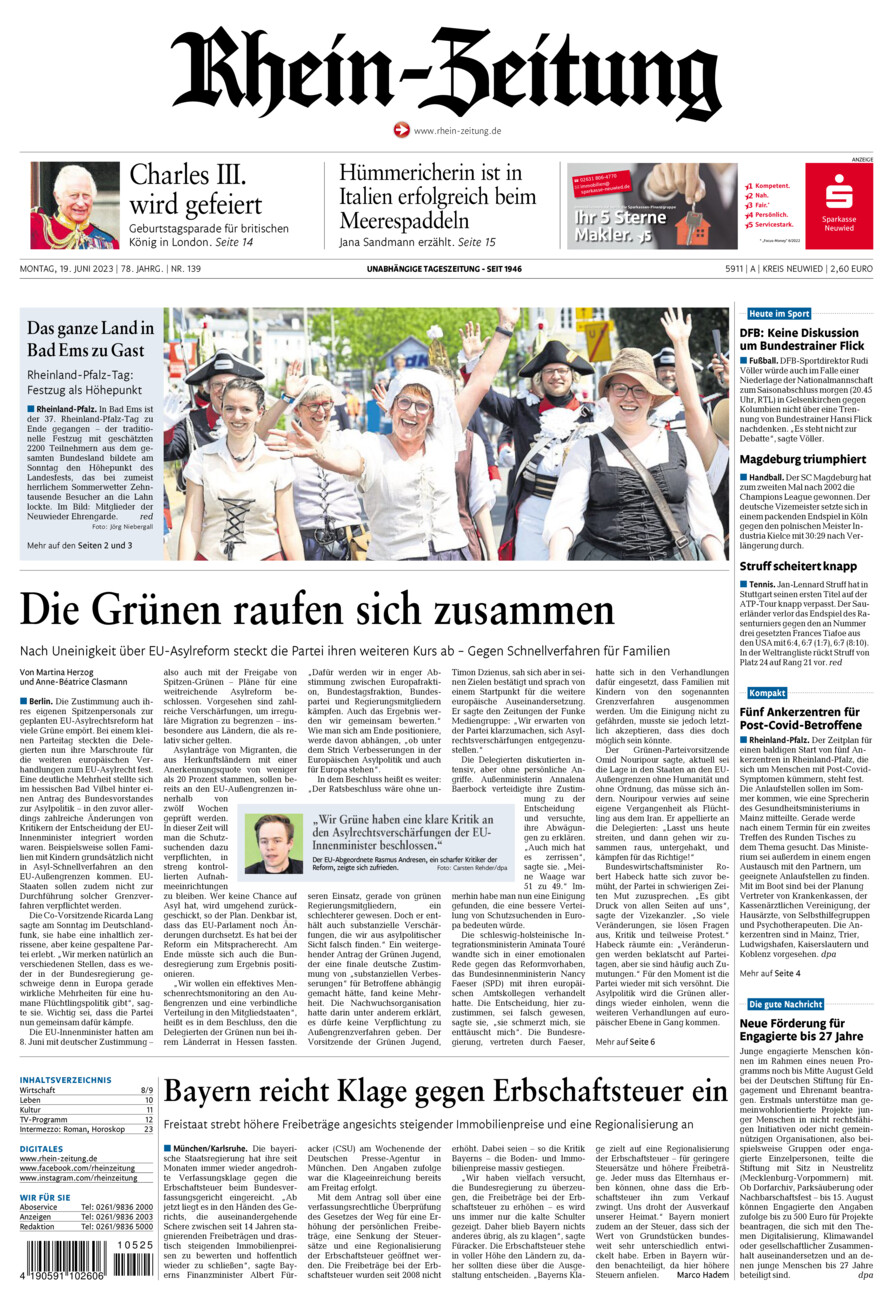 Rhein-Zeitung Kreis Neuwied vom Montag, 19.06.2023
