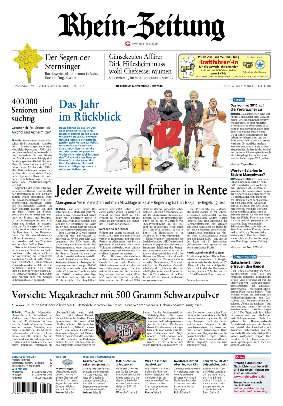 Rhein-Zeitung Kreis Neuwied vom Donnerstag, 29.12.2011