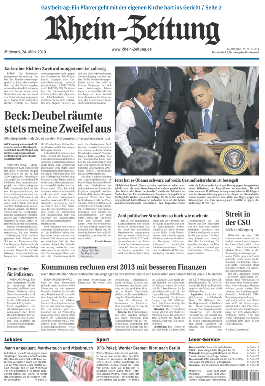 Rhein-Zeitung Kreis Neuwied vom Mittwoch, 24.03.2010