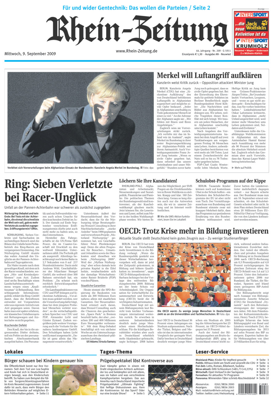 Rhein-Zeitung Kreis Neuwied vom Mittwoch, 09.09.2009