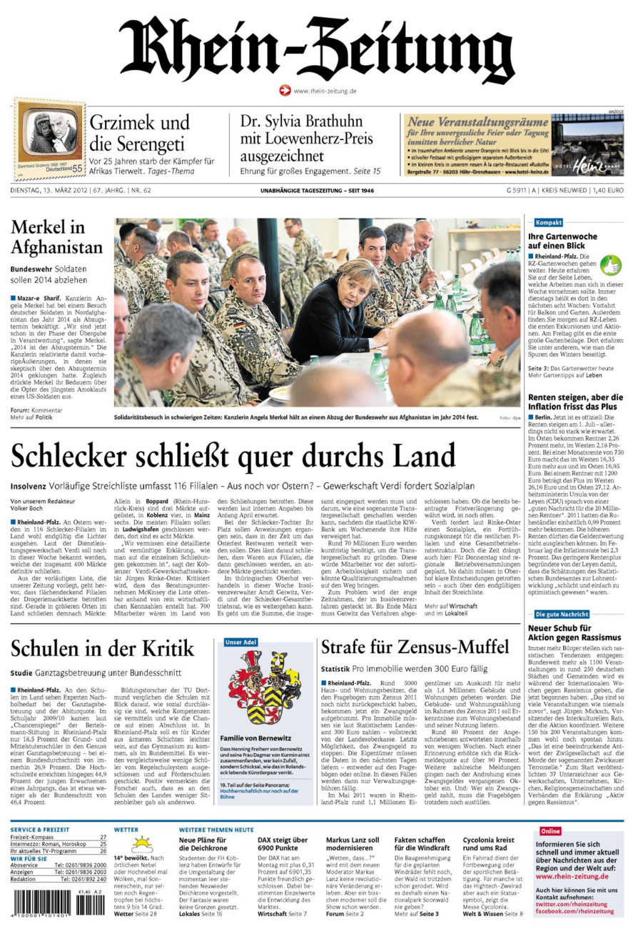 Rhein-Zeitung Kreis Neuwied vom Dienstag, 13.03.2012