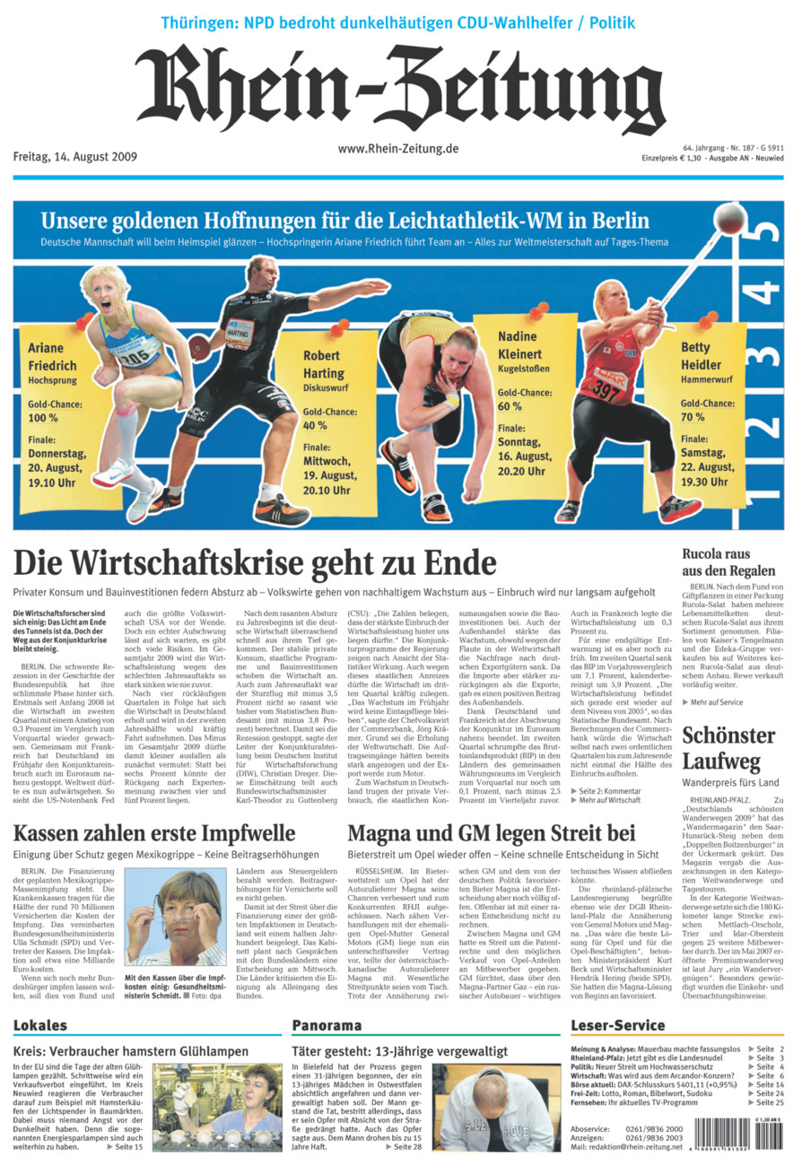 Rhein-Zeitung Kreis Neuwied vom Freitag, 14.08.2009