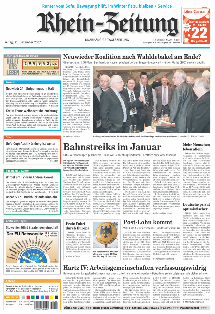 Rhein-Zeitung Kreis Neuwied vom Freitag, 21.12.2007