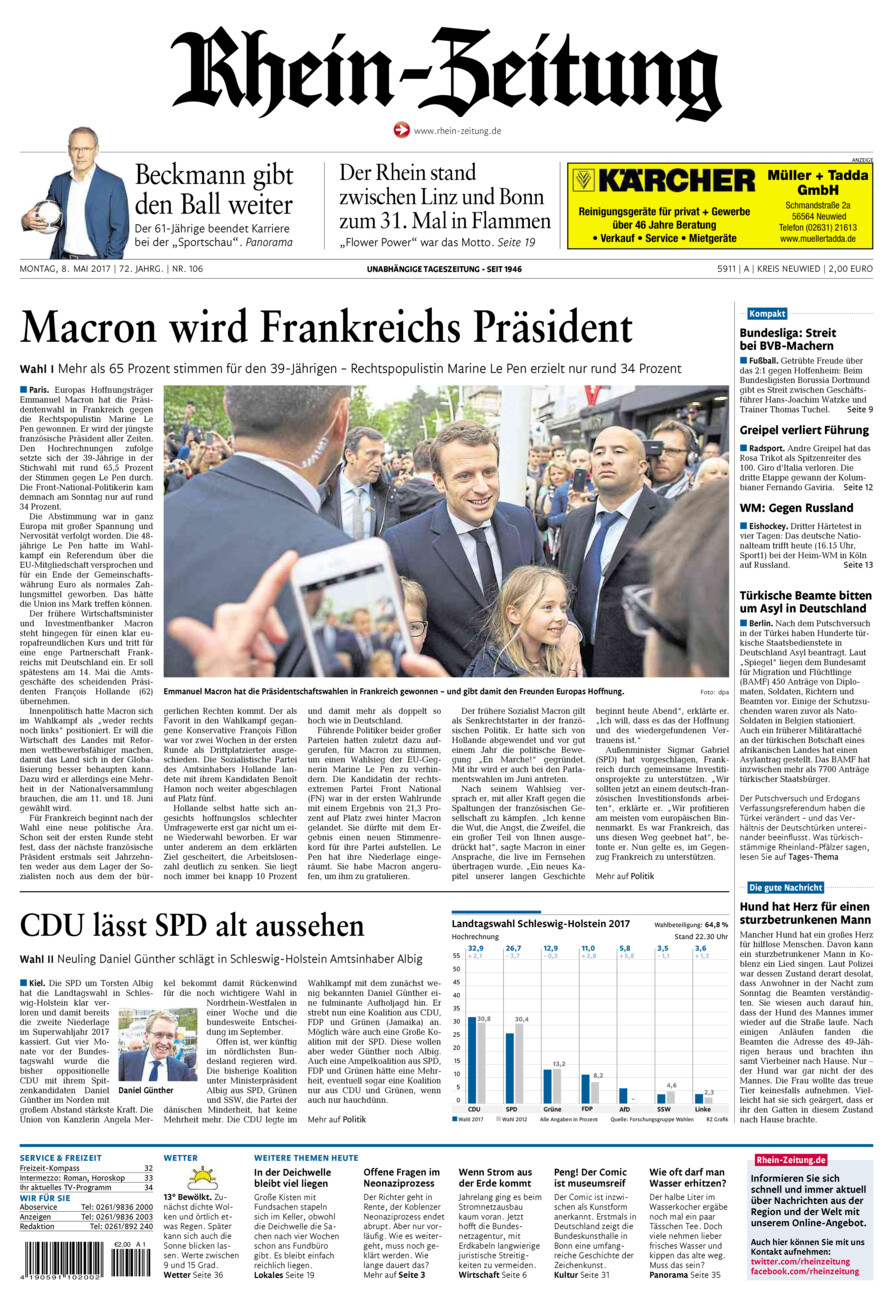 Rhein-Zeitung Kreis Neuwied vom Montag, 08.05.2017