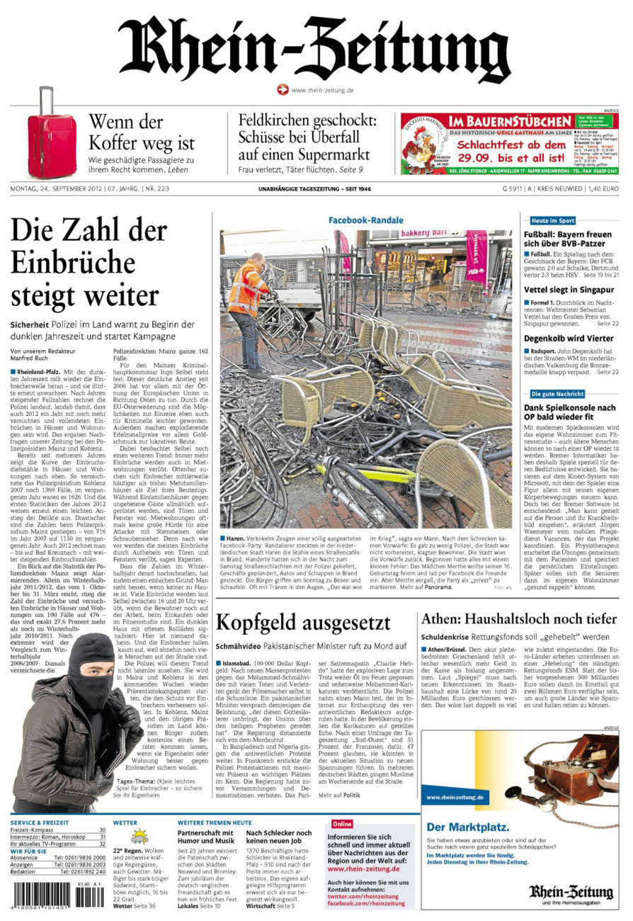 Rhein-Zeitung Kreis Neuwied vom Montag, 24.09.2012