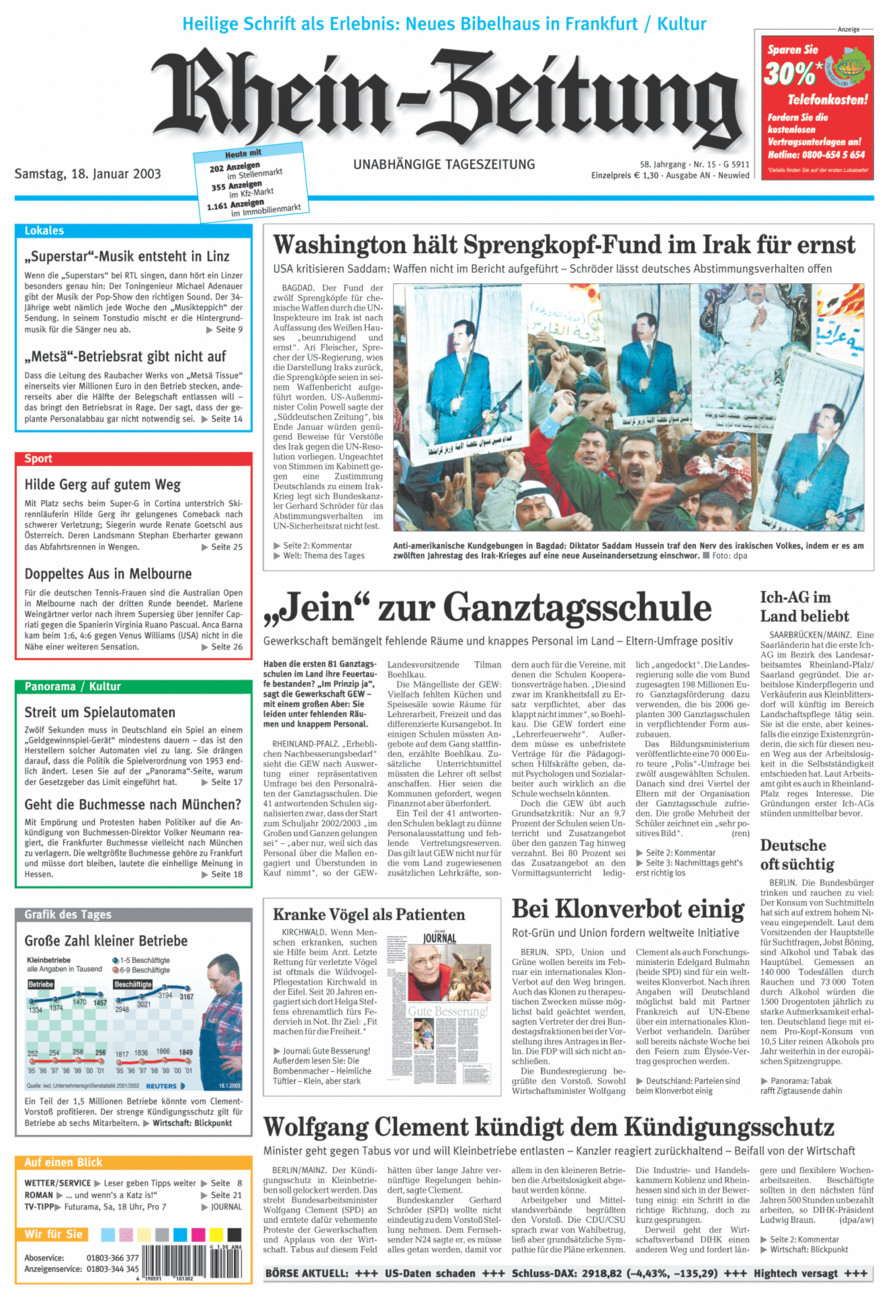 Rhein-Zeitung Kreis Neuwied vom Samstag, 18.01.2003