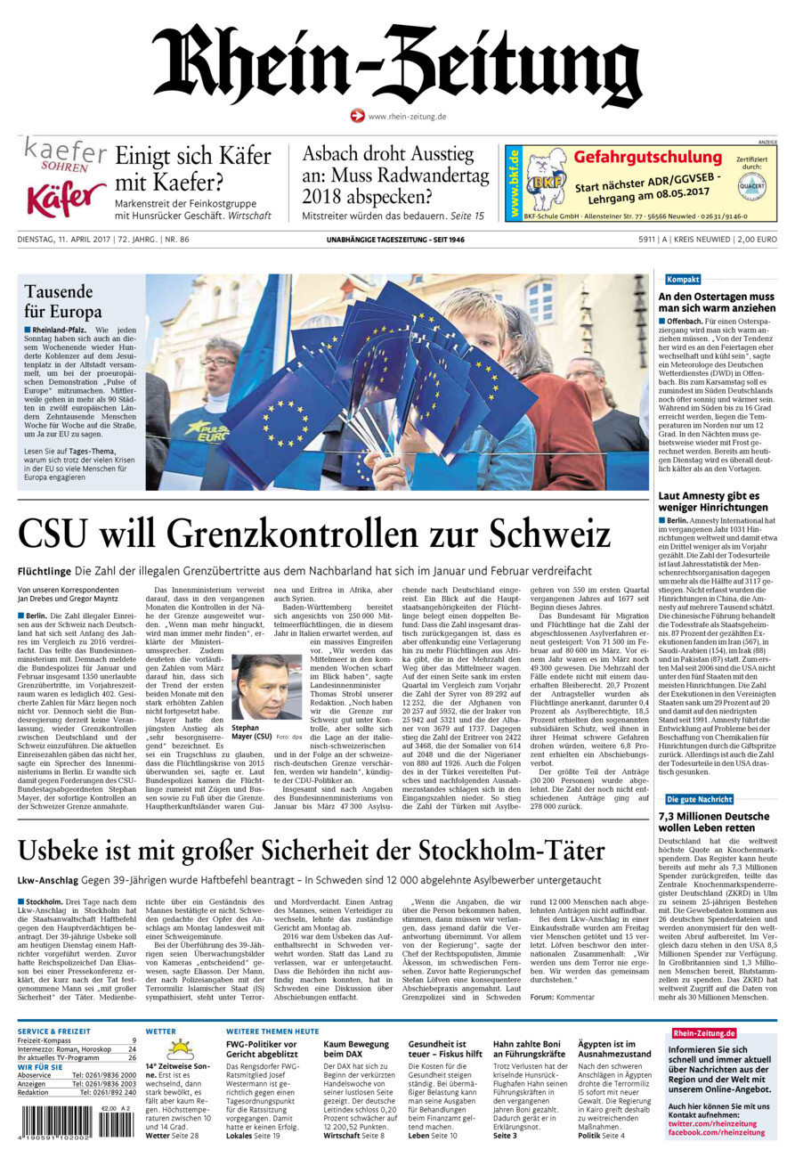 Rhein-Zeitung Kreis Neuwied vom Dienstag, 11.04.2017