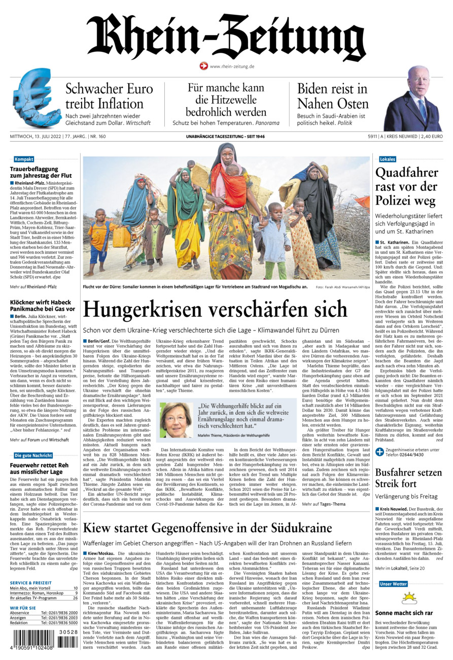 Rhein-Zeitung Kreis Neuwied vom Mittwoch, 13.07.2022