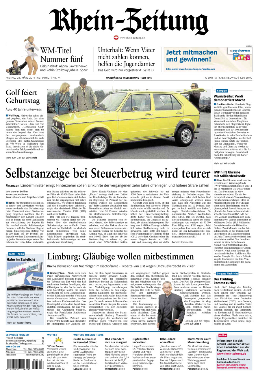 Rhein-Zeitung Kreis Neuwied vom Freitag, 28.03.2014