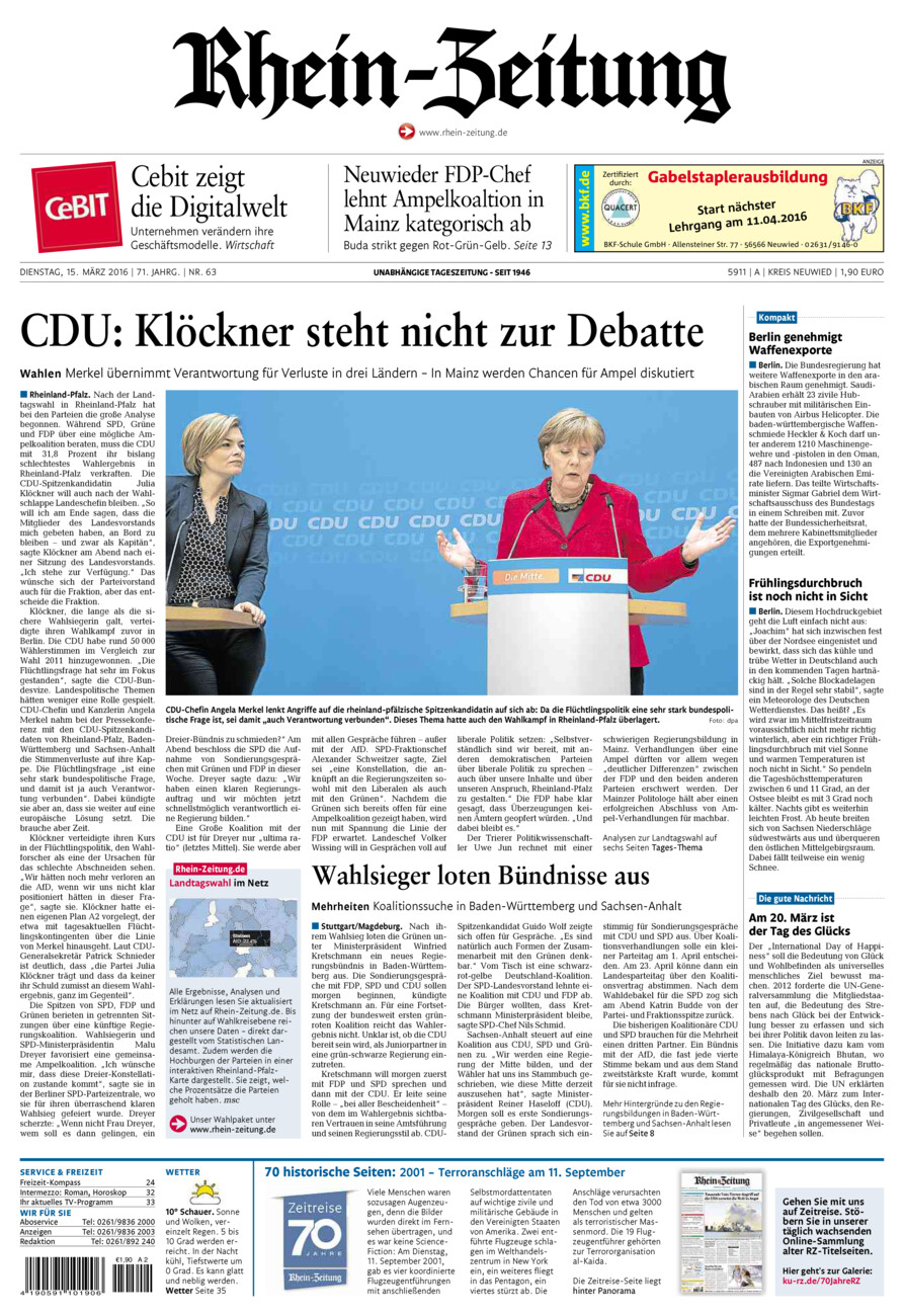 Rhein-Zeitung Kreis Neuwied vom Dienstag, 15.03.2016