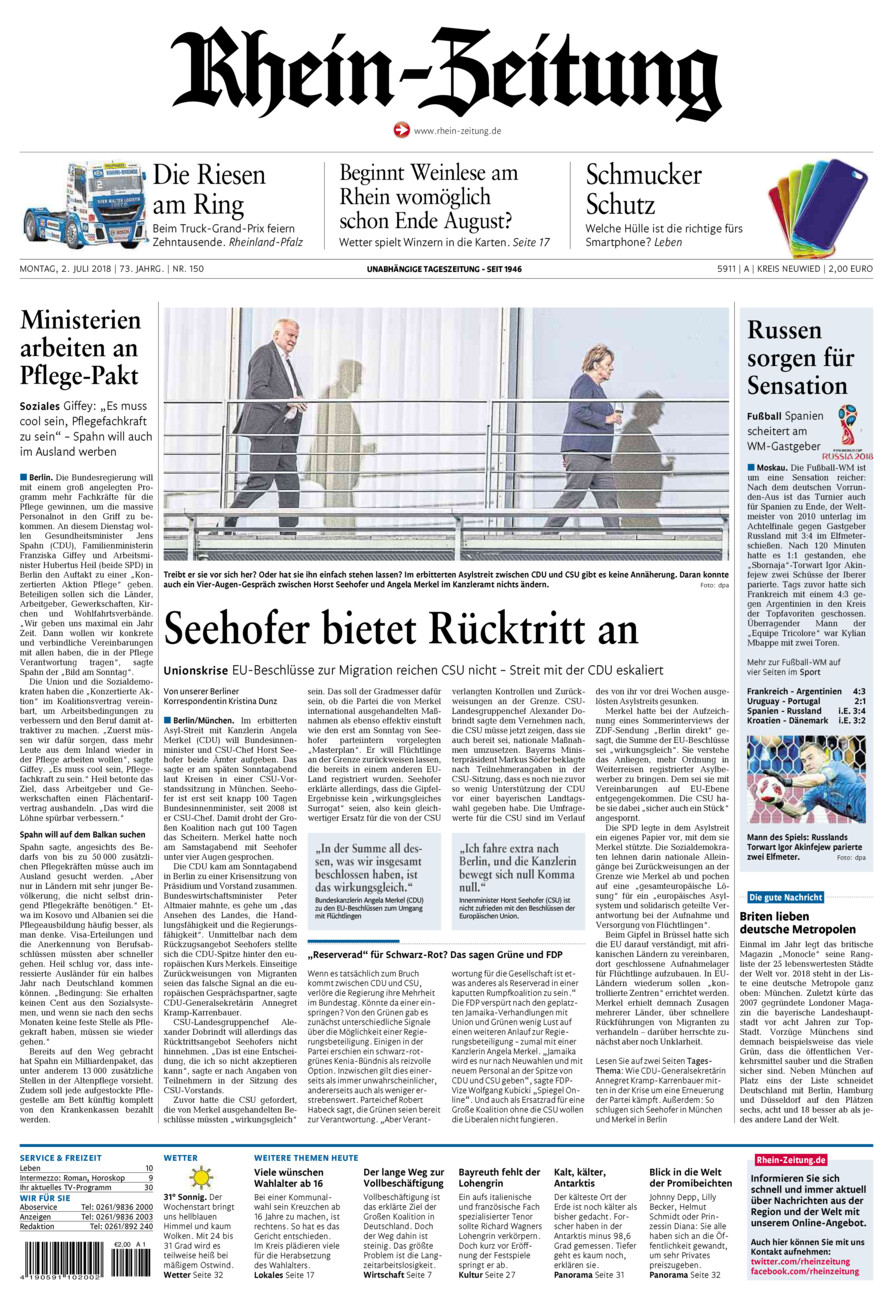 Rhein-Zeitung Kreis Neuwied vom Montag, 02.07.2018