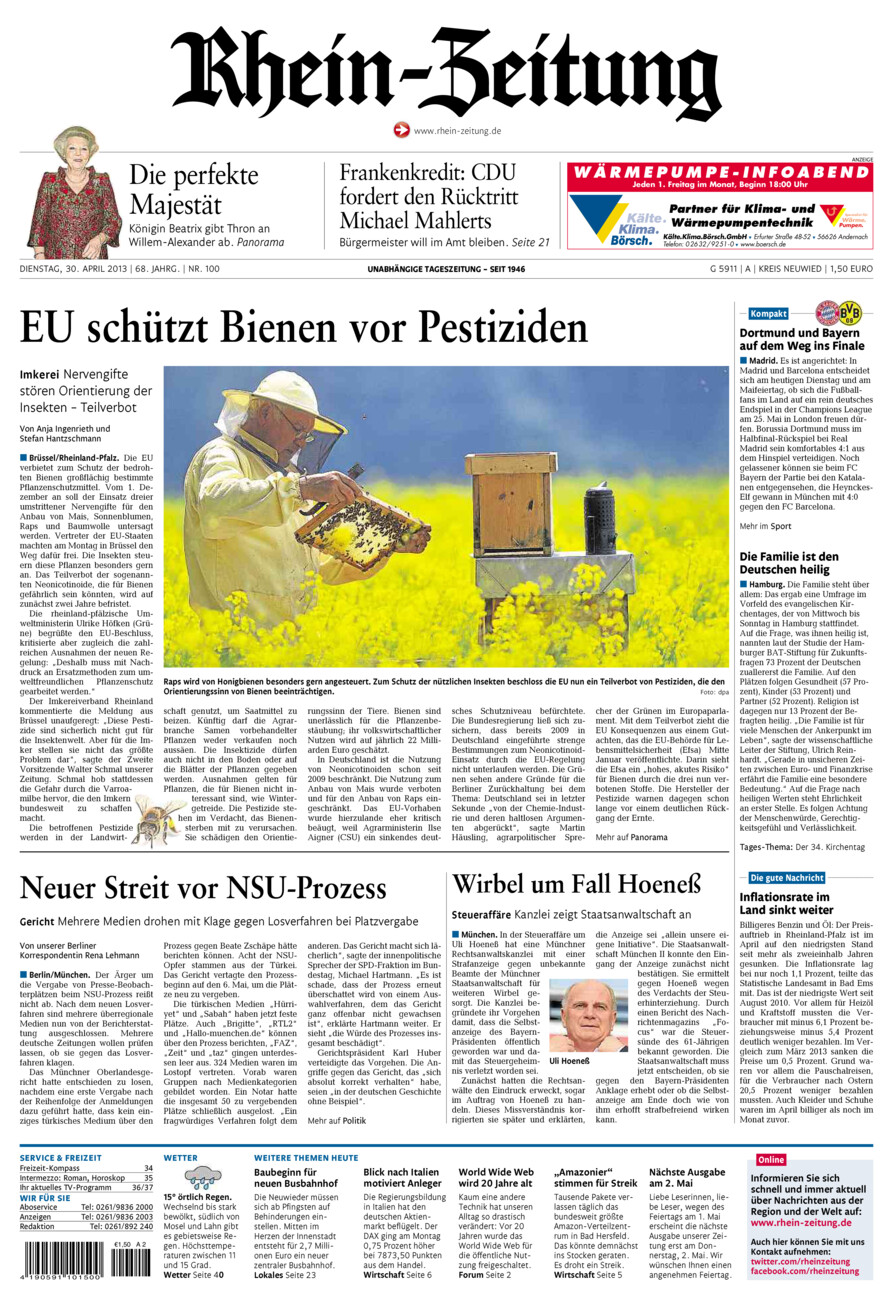Rhein-Zeitung Kreis Neuwied vom Dienstag, 30.04.2013