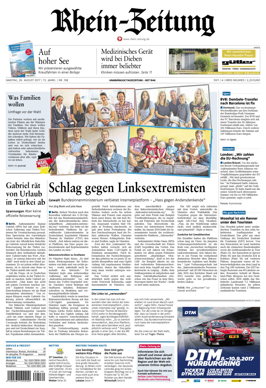 Rhein-Zeitung Kreis Neuwied vom Samstag, 26.08.2017