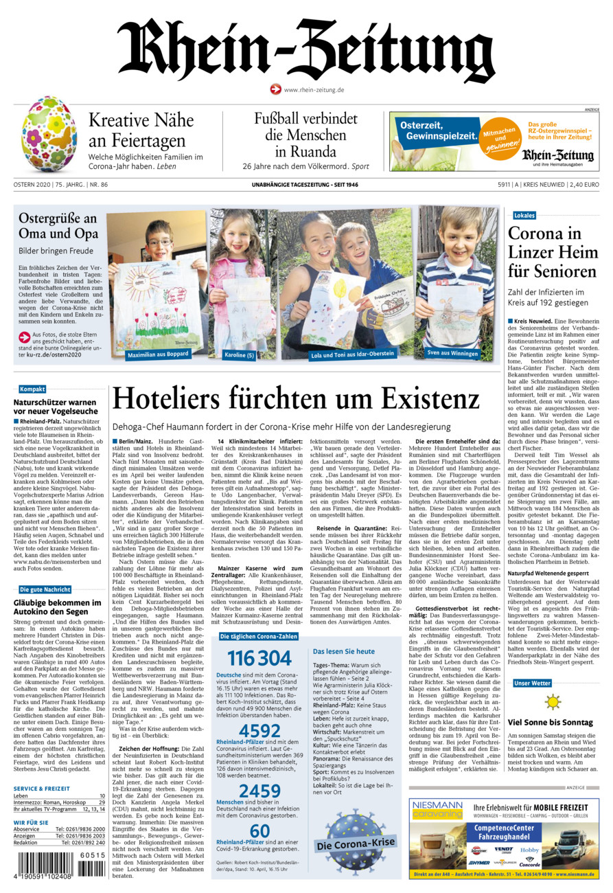 Rhein-Zeitung Kreis Neuwied vom Samstag, 11.04.2020