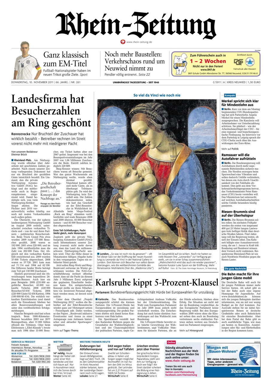 Rhein-Zeitung Kreis Neuwied vom Donnerstag, 10.11.2011