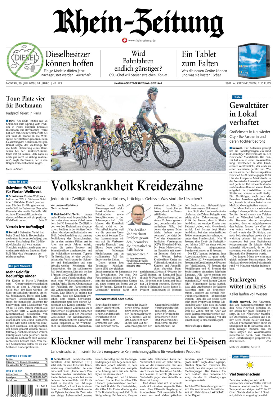 Rhein-Zeitung Kreis Neuwied vom Montag, 29.07.2019