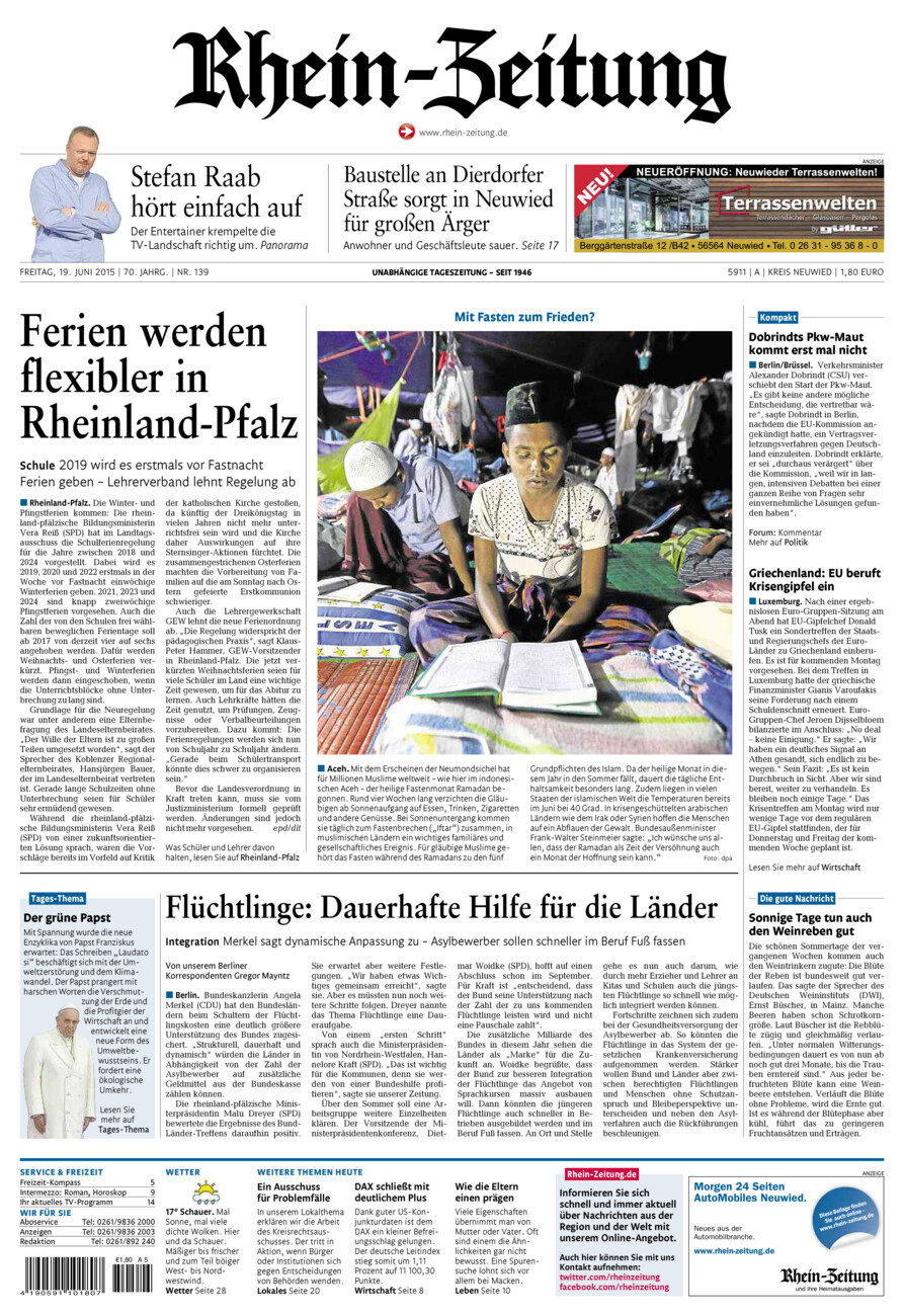 Rhein-Zeitung Kreis Neuwied vom Freitag, 19.06.2015