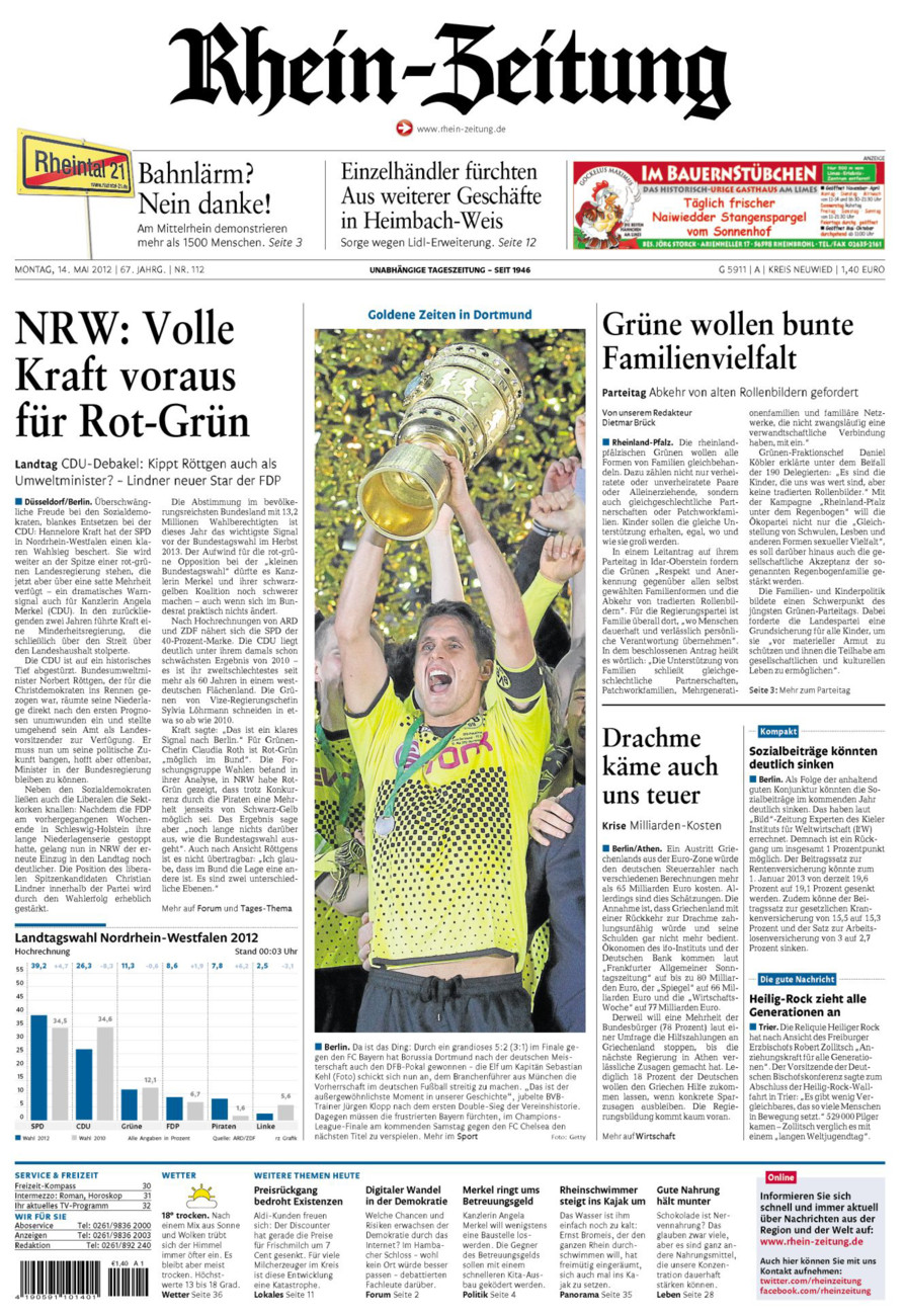 Rhein-Zeitung Kreis Neuwied vom Montag, 14.05.2012