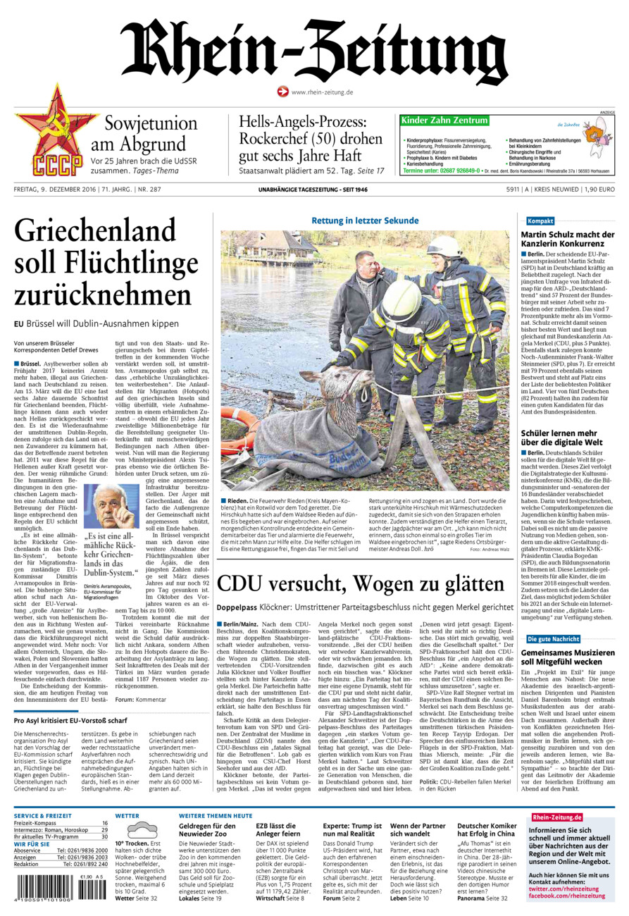 Rhein-Zeitung Kreis Neuwied vom Freitag, 09.12.2016