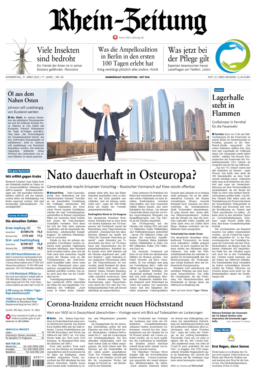 Rhein-Zeitung Kreis Neuwied vom Donnerstag, 17.03.2022