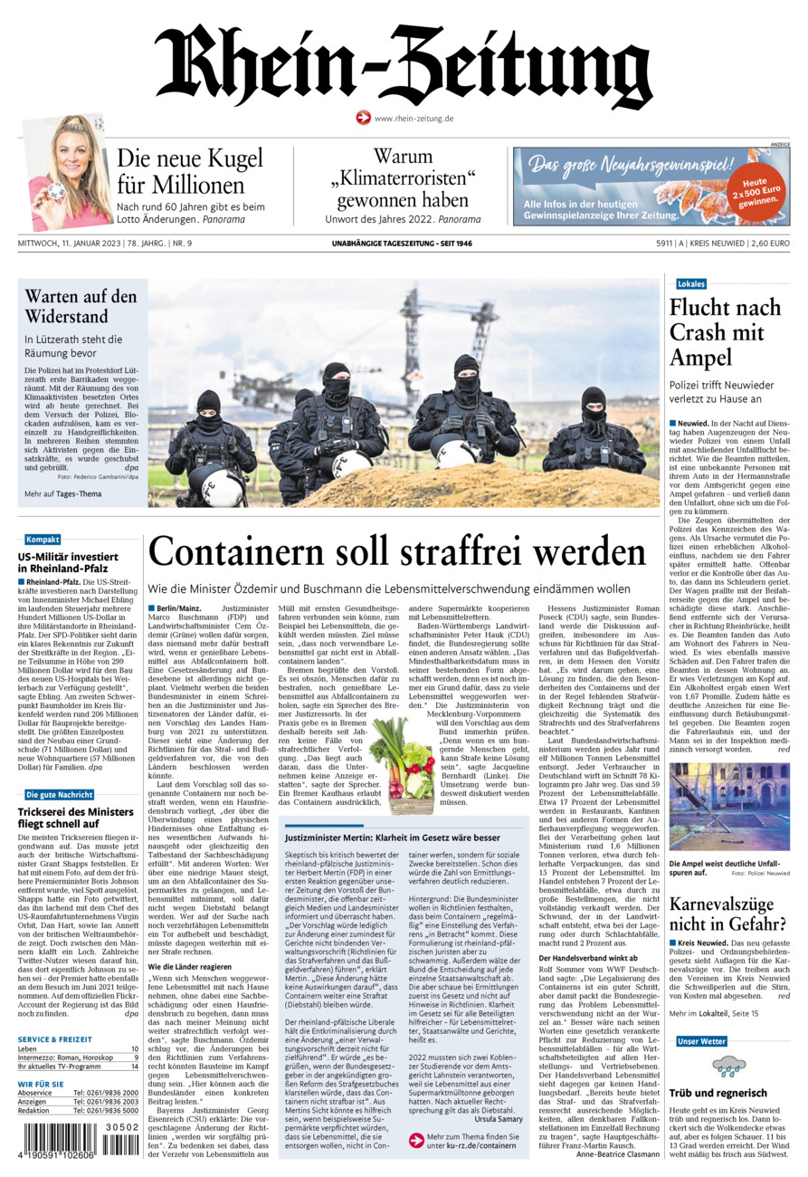 Rhein-Zeitung Kreis Neuwied vom Mittwoch, 11.01.2023