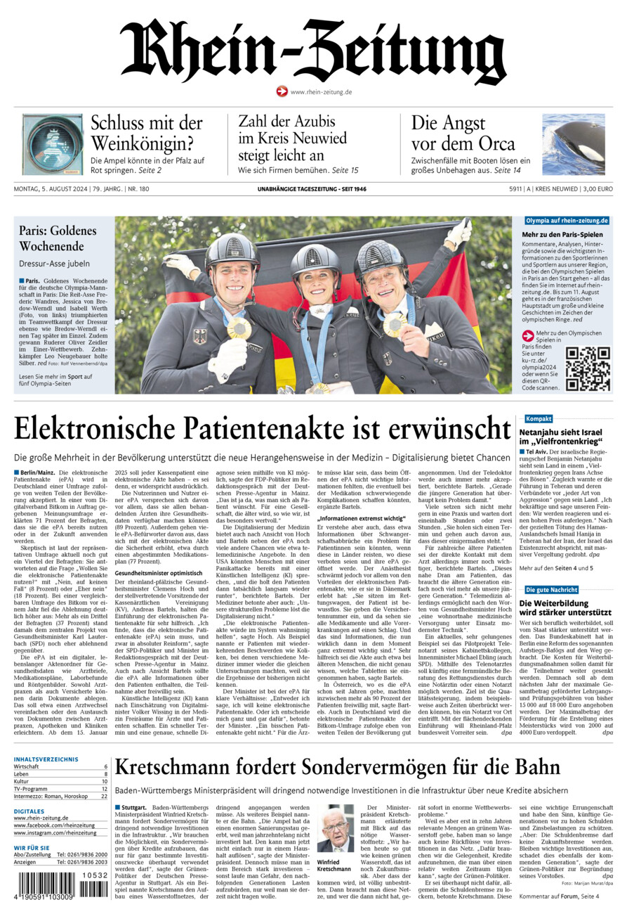 Rhein-Zeitung Kreis Neuwied vom Montag, 05.08.2024