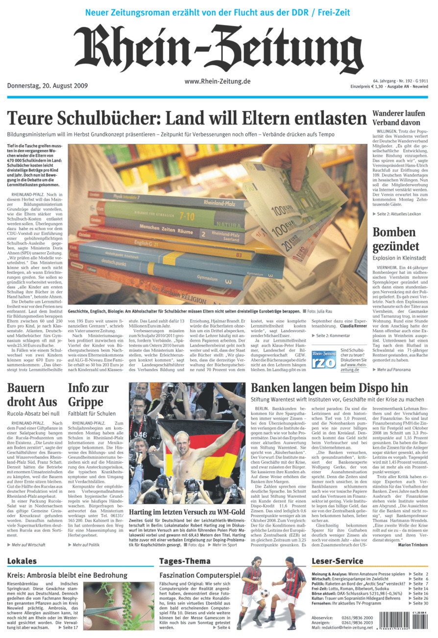 Rhein-Zeitung Kreis Neuwied vom Donnerstag, 20.08.2009