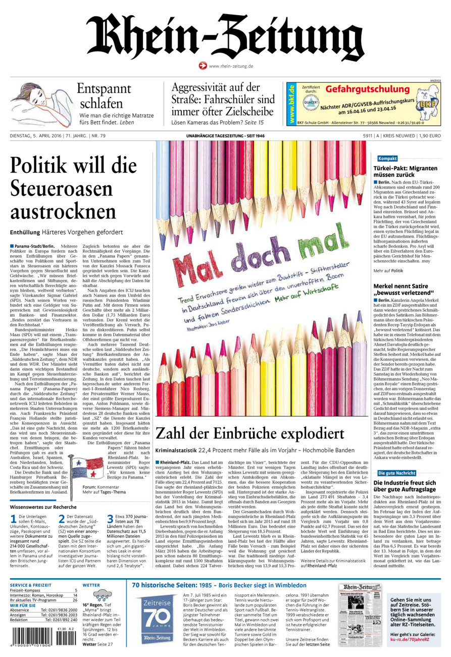 Rhein-Zeitung Kreis Neuwied vom Dienstag, 05.04.2016