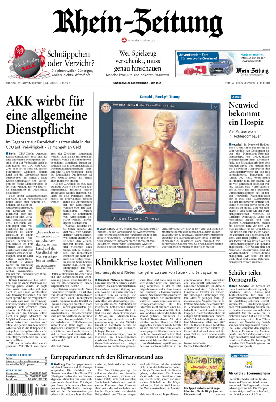 Rhein-Zeitung Kreis Neuwied vom Freitag, 29.11.2019