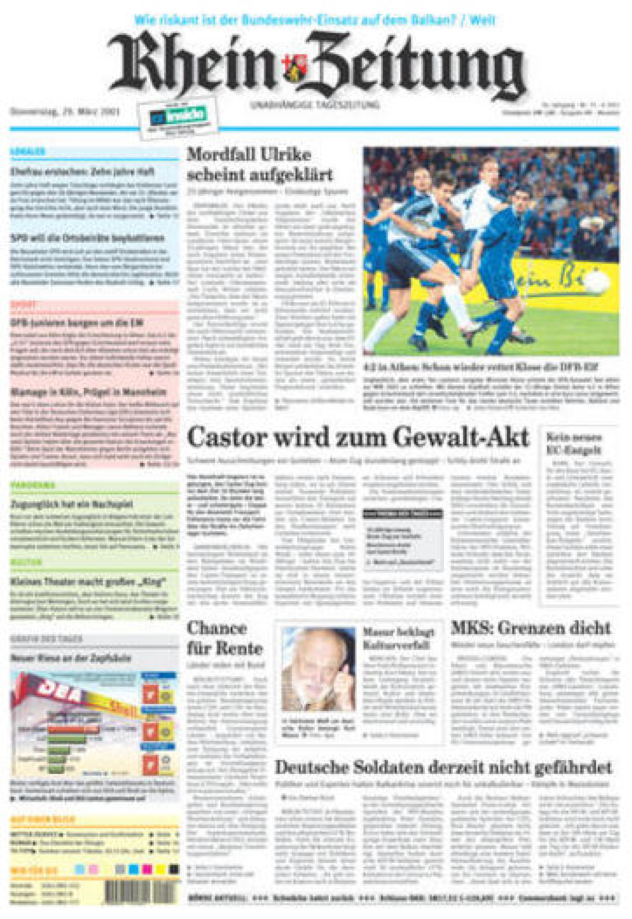 Rhein-Zeitung Kreis Neuwied vom Donnerstag, 29.03.2001