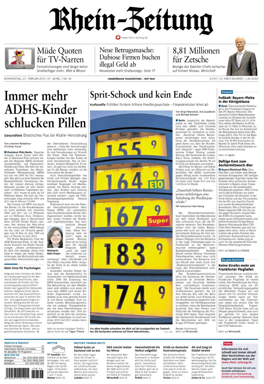 Rhein-Zeitung Kreis Neuwied vom Donnerstag, 23.02.2012
