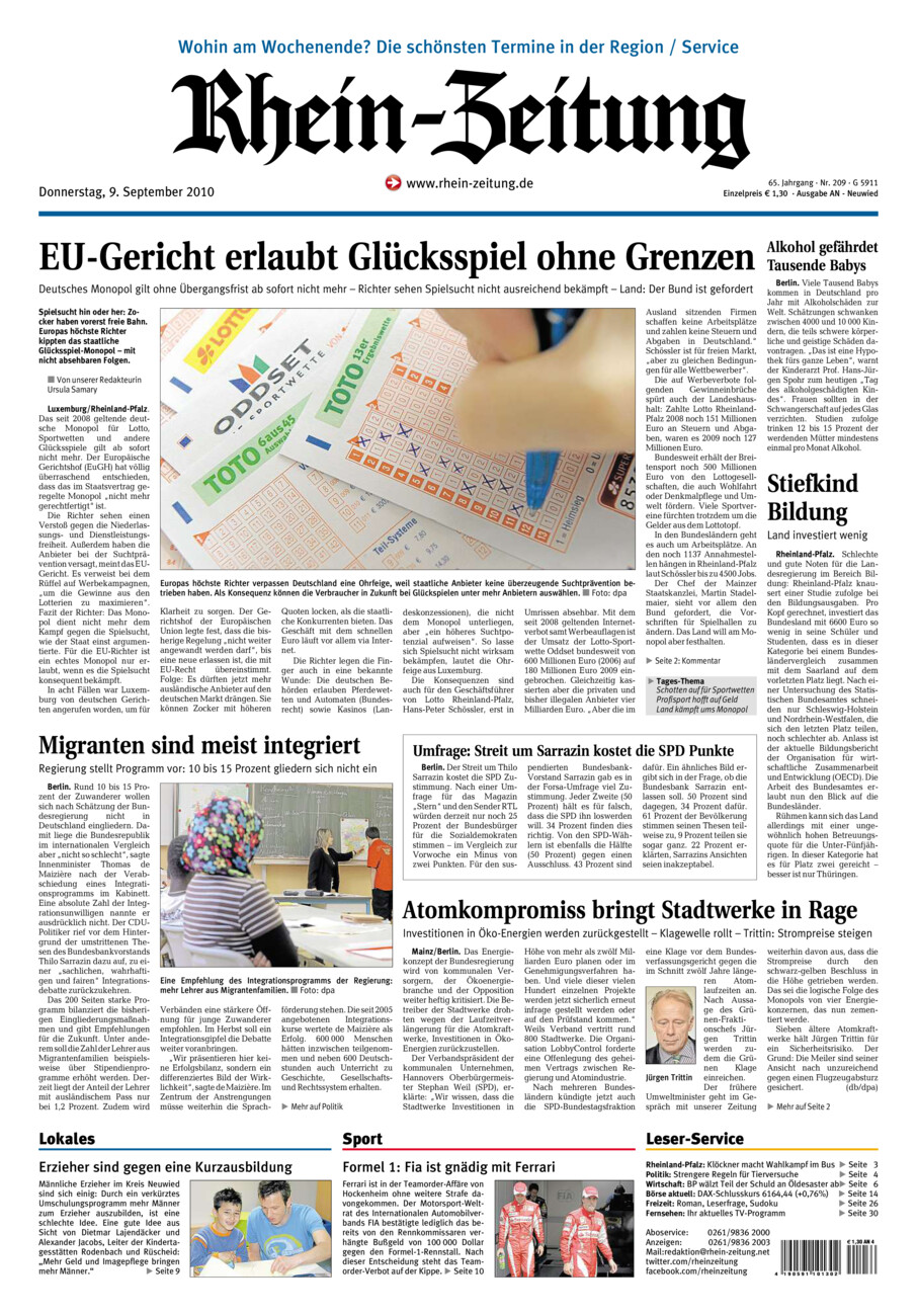 Rhein-Zeitung Kreis Neuwied vom Donnerstag, 09.09.2010