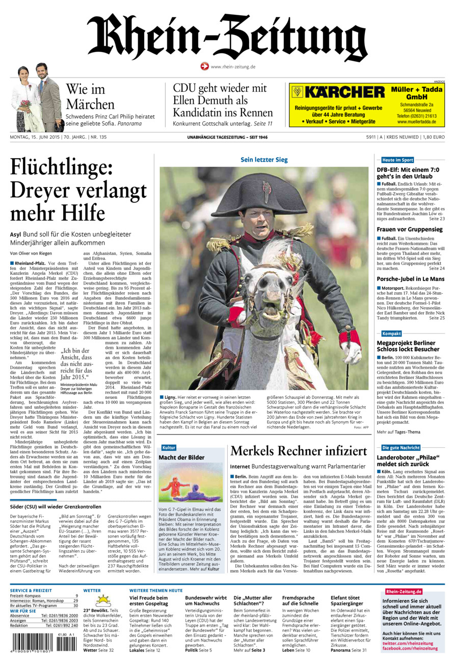 Rhein-Zeitung Kreis Neuwied vom Montag, 15.06.2015