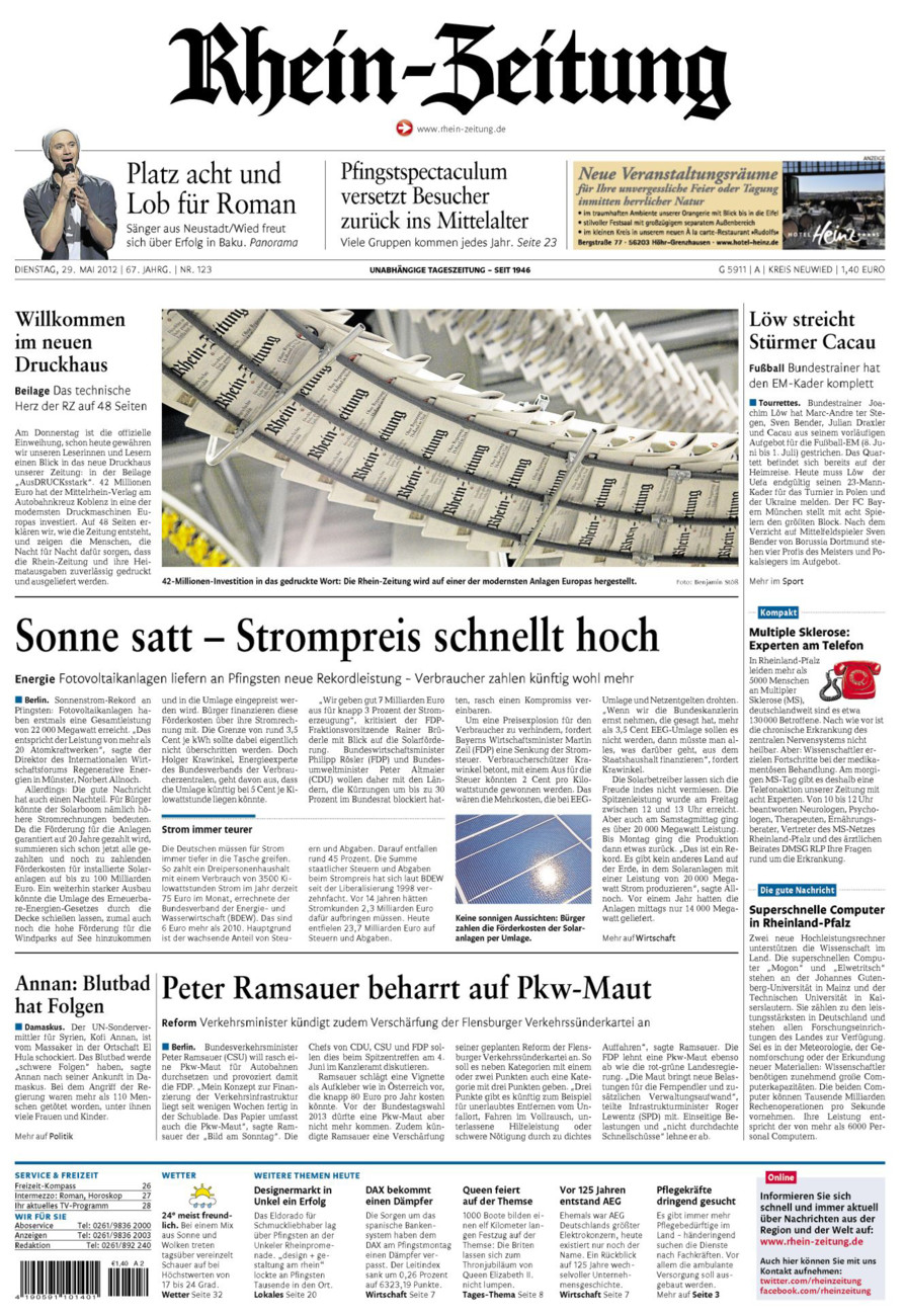 Rhein-Zeitung Kreis Neuwied vom Dienstag, 29.05.2012