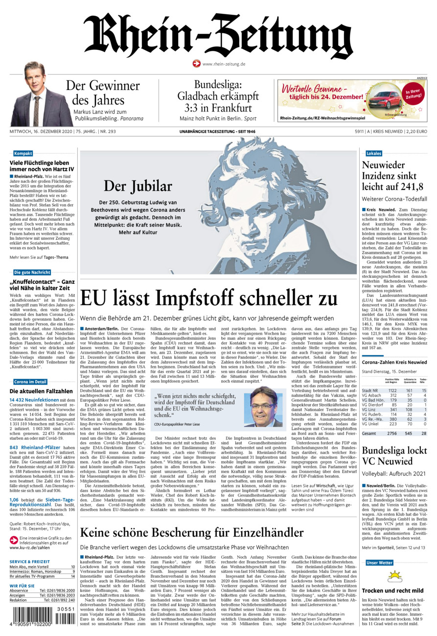 Rhein-Zeitung Kreis Neuwied vom Mittwoch, 16.12.2020