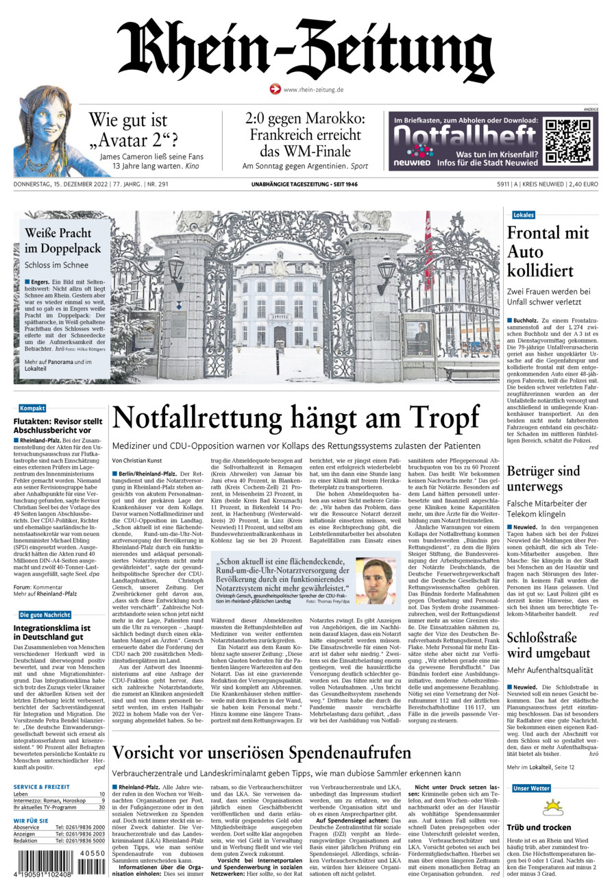 Rhein-Zeitung Kreis Neuwied vom Donnerstag, 15.12.2022