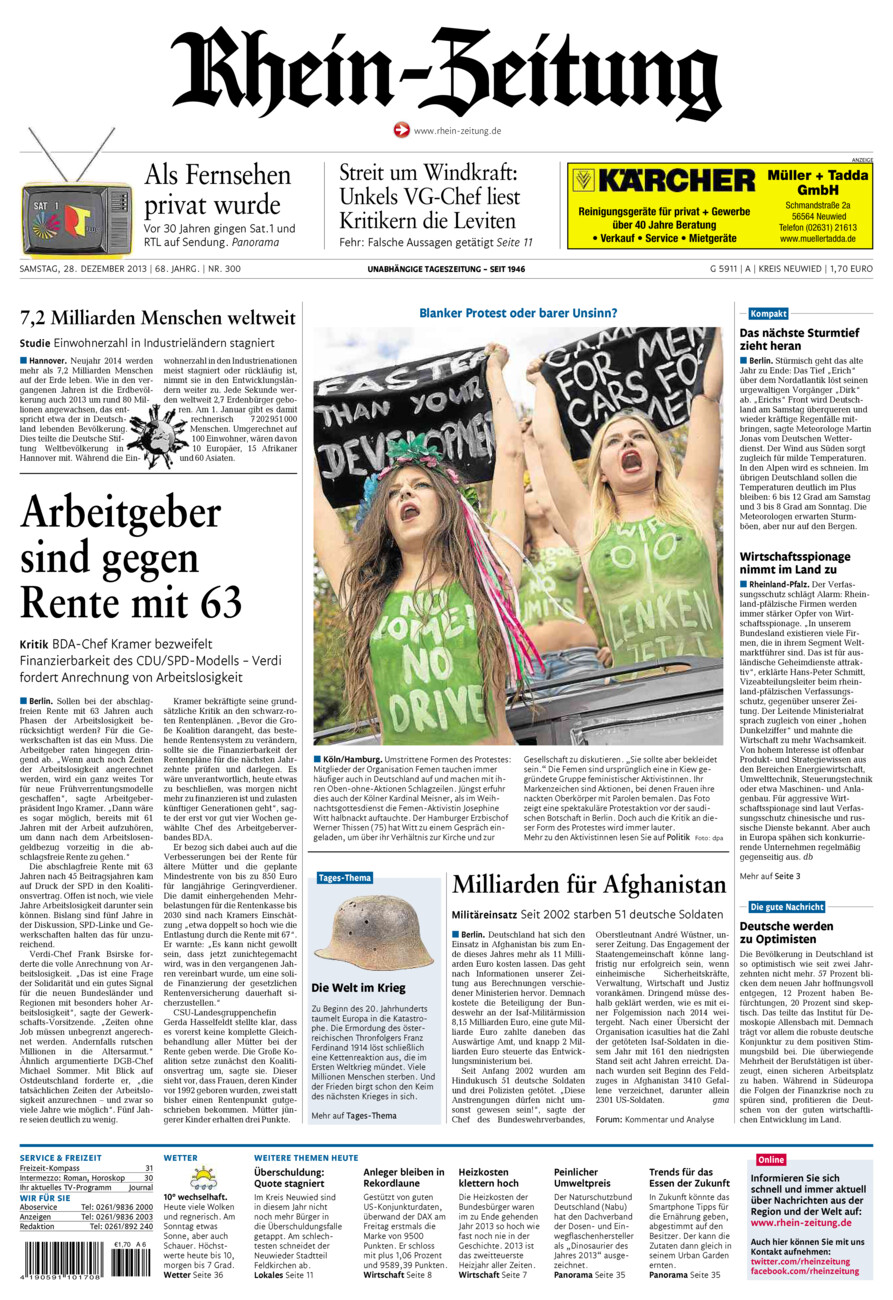 Rhein-Zeitung Kreis Neuwied vom Samstag, 28.12.2013