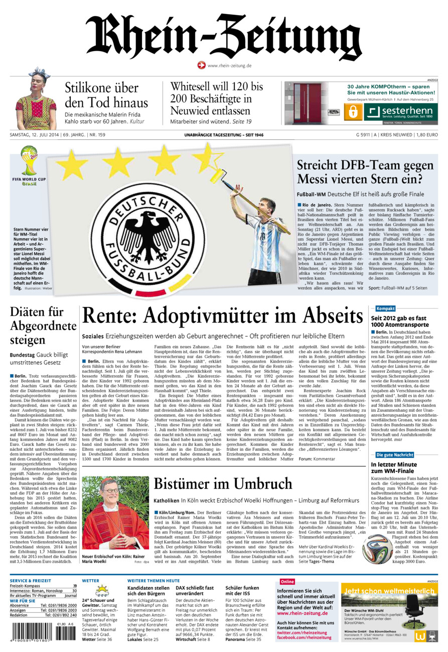 Rhein-Zeitung Kreis Neuwied vom Samstag, 12.07.2014