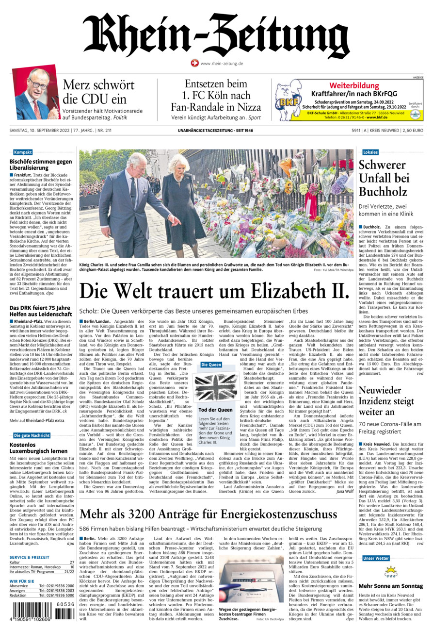 Rhein-Zeitung Kreis Neuwied vom Samstag, 10.09.2022