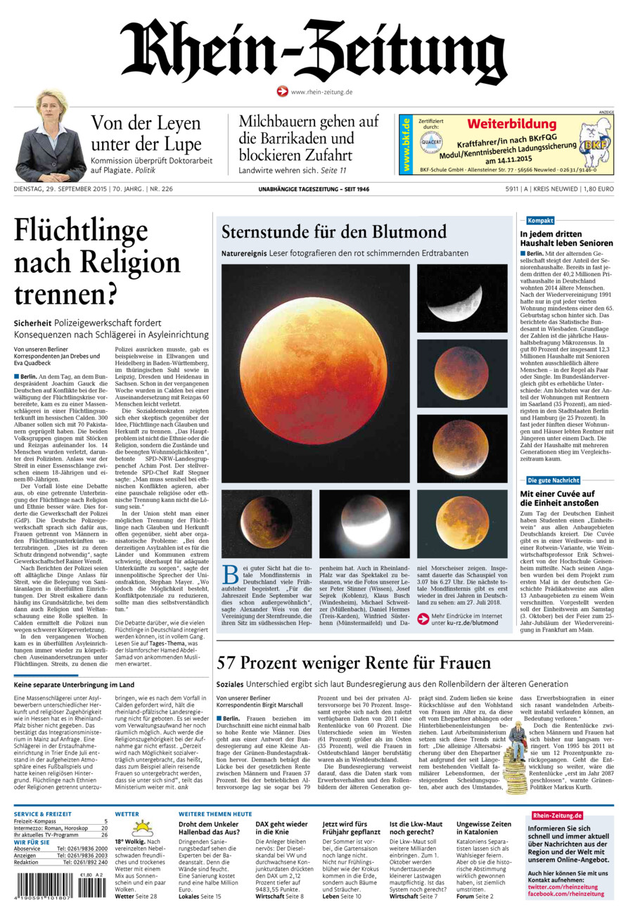 Rhein-Zeitung Kreis Neuwied vom Dienstag, 29.09.2015