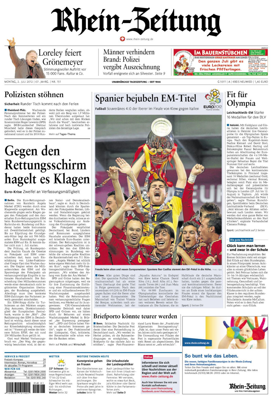 Rhein-Zeitung Kreis Neuwied vom Montag, 02.07.2012