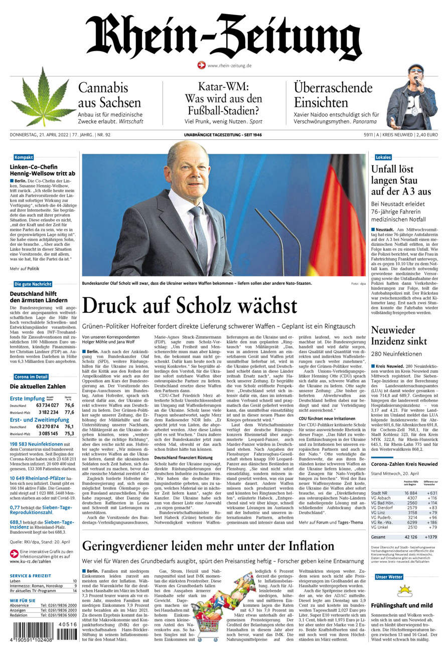 Rhein-Zeitung Kreis Neuwied vom Donnerstag, 21.04.2022