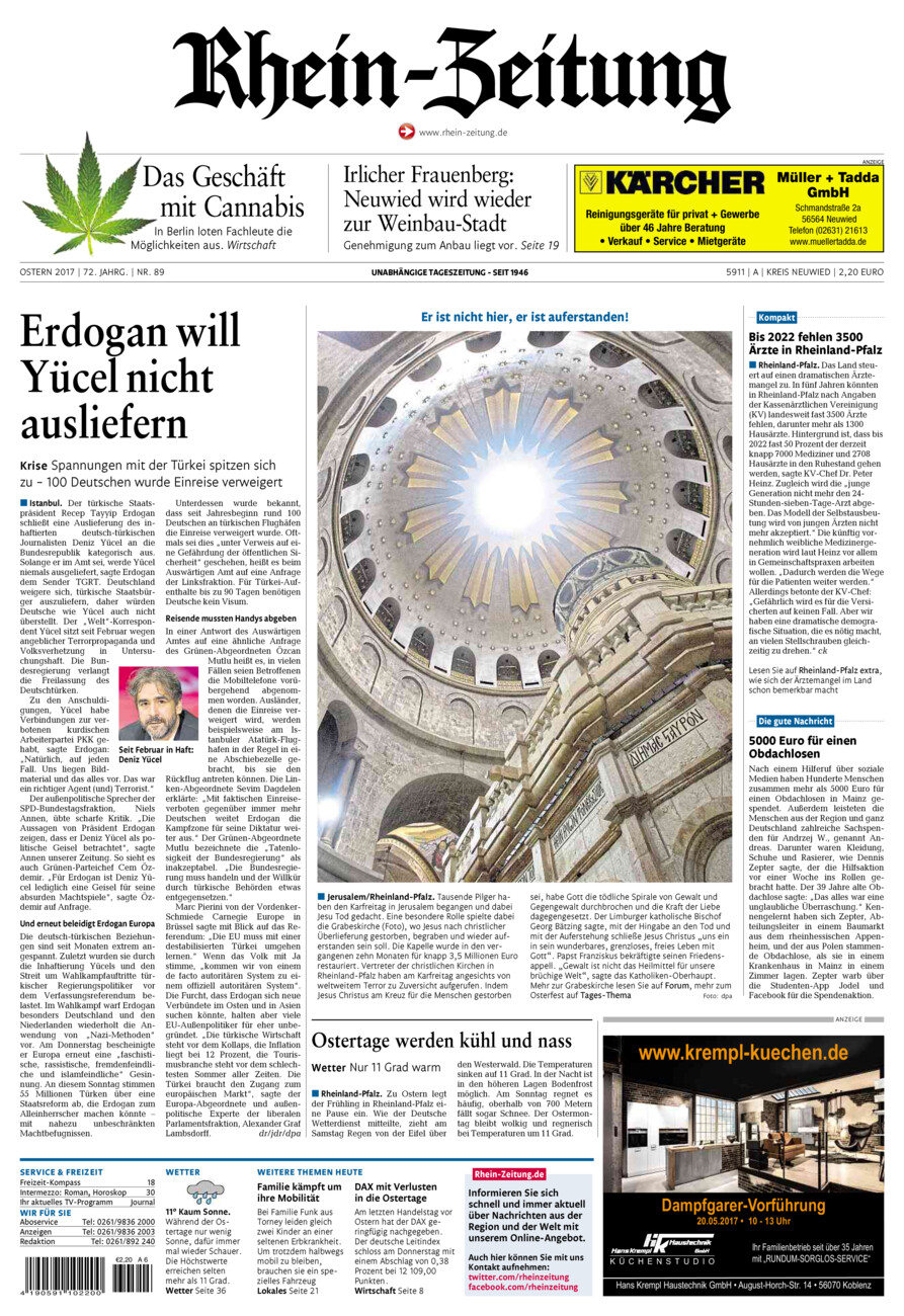 Rhein-Zeitung Kreis Neuwied vom Samstag, 15.04.2017