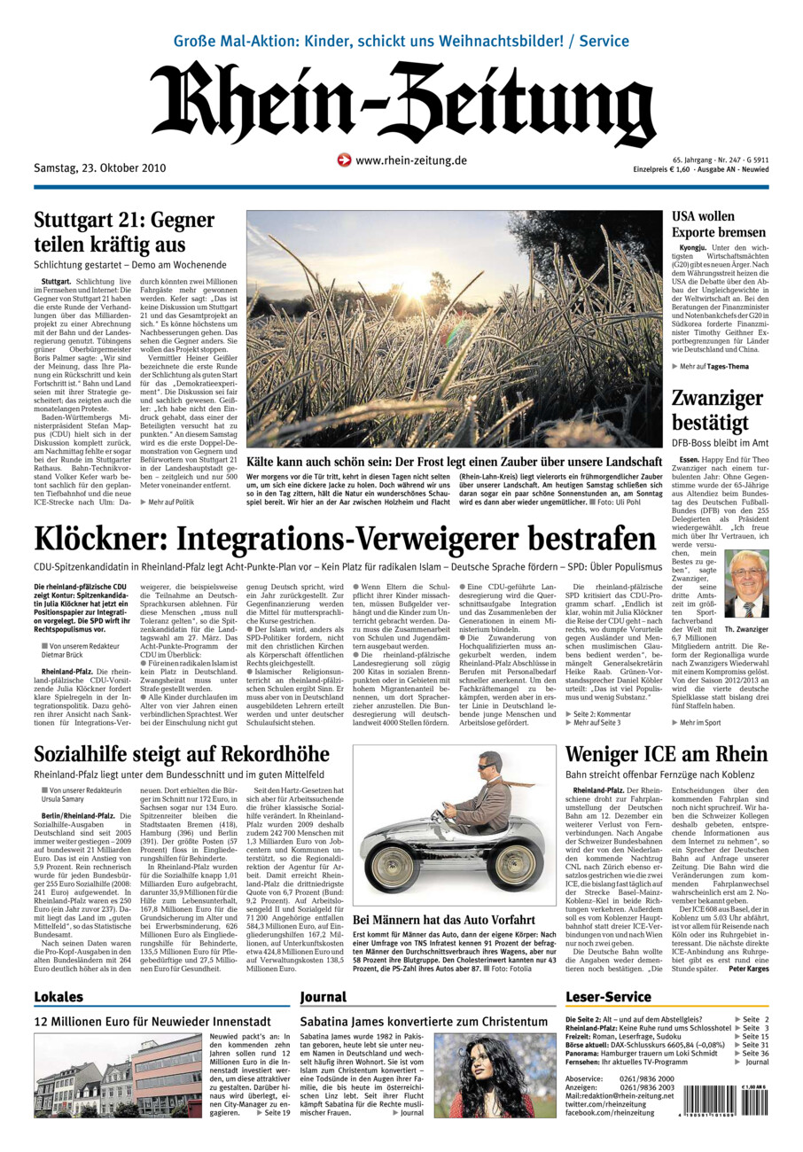 Rhein-Zeitung Kreis Neuwied vom Samstag, 23.10.2010