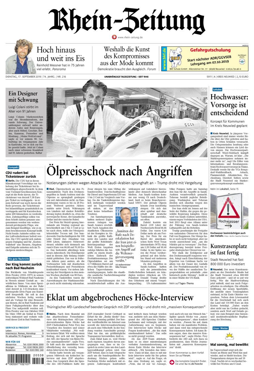 Rhein-Zeitung Kreis Neuwied vom Dienstag, 17.09.2019